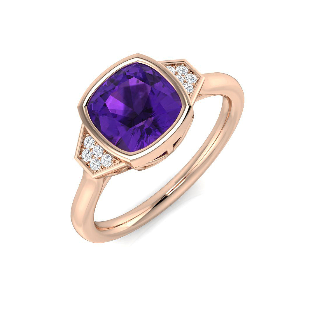 Cushion Amethyst Ring