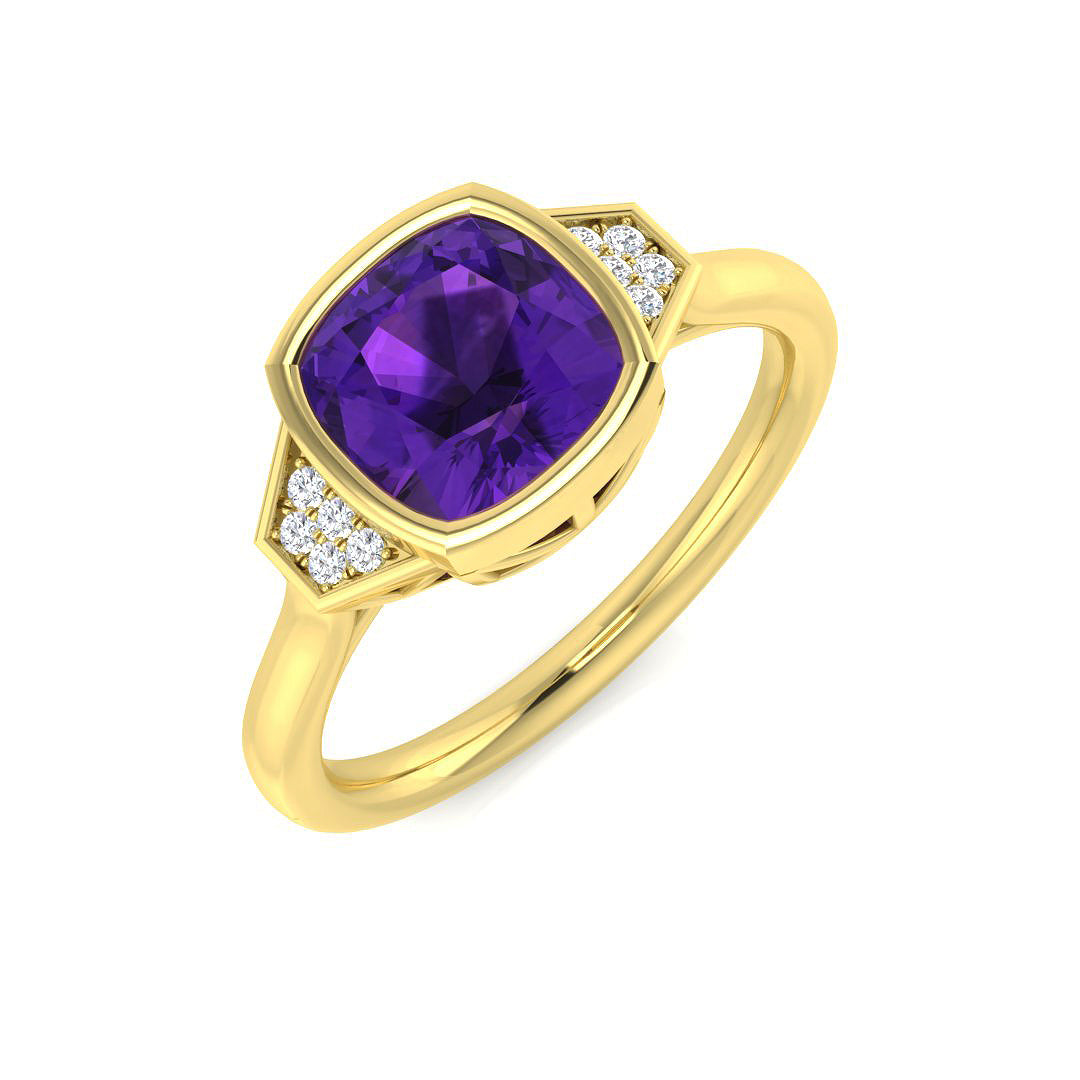 Cushion Amethyst Ring