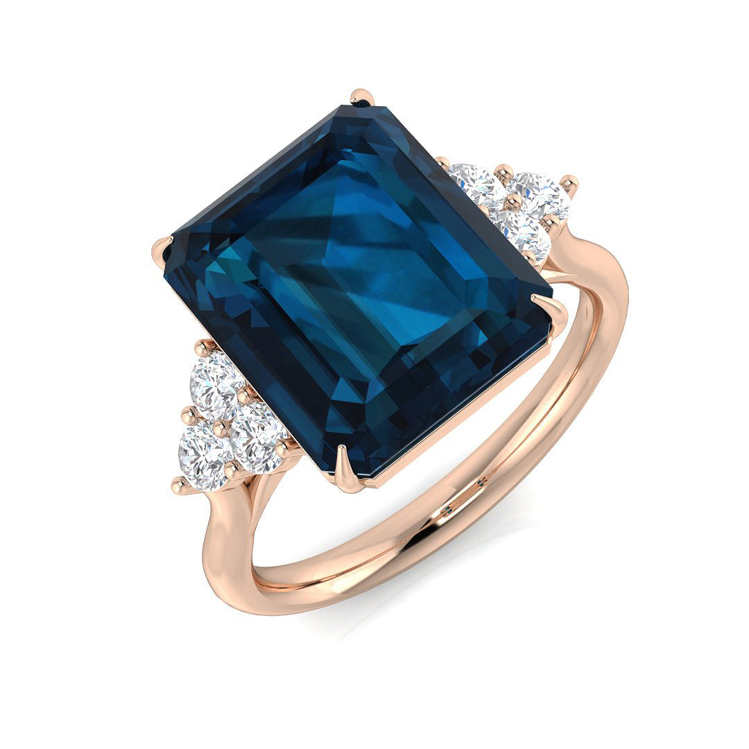 Emerald Cut London Blue Topaz Ring