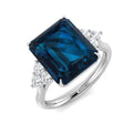 Emerald Cut London Blue Topaz Ring