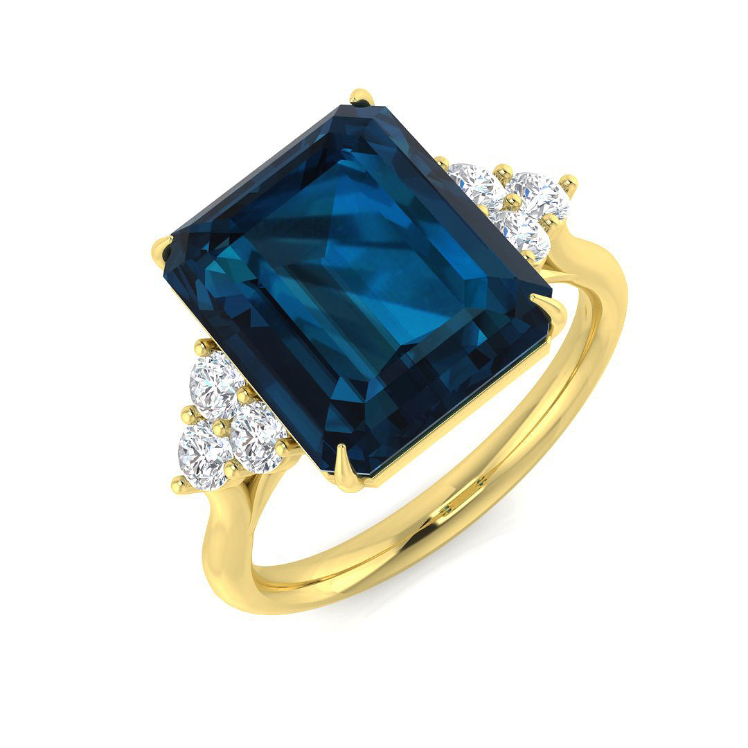 Emerald Cut London Blue Topaz Ring
