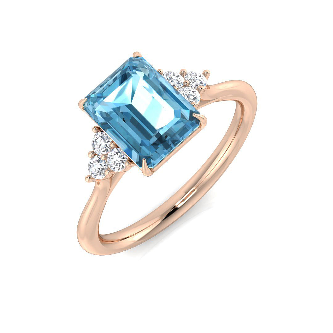 Emerald Cut Sky Blue Topaz Ring