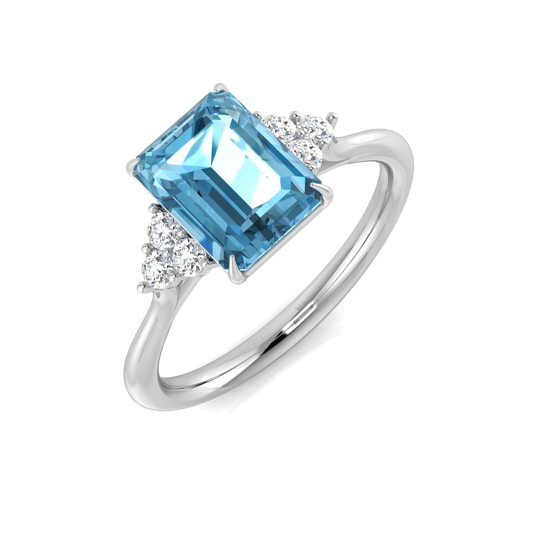 Emerald Cut Sky Blue Topaz Ring