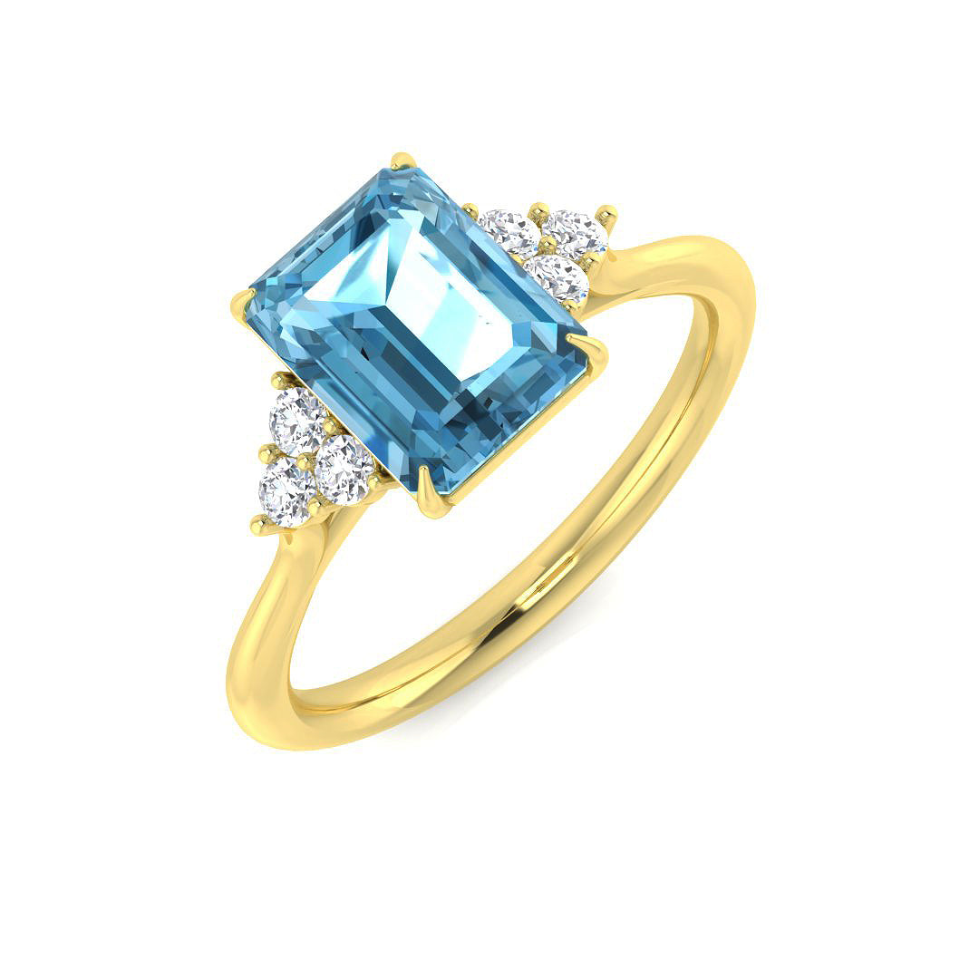 Emerald Cut Sky Blue Topaz Ring