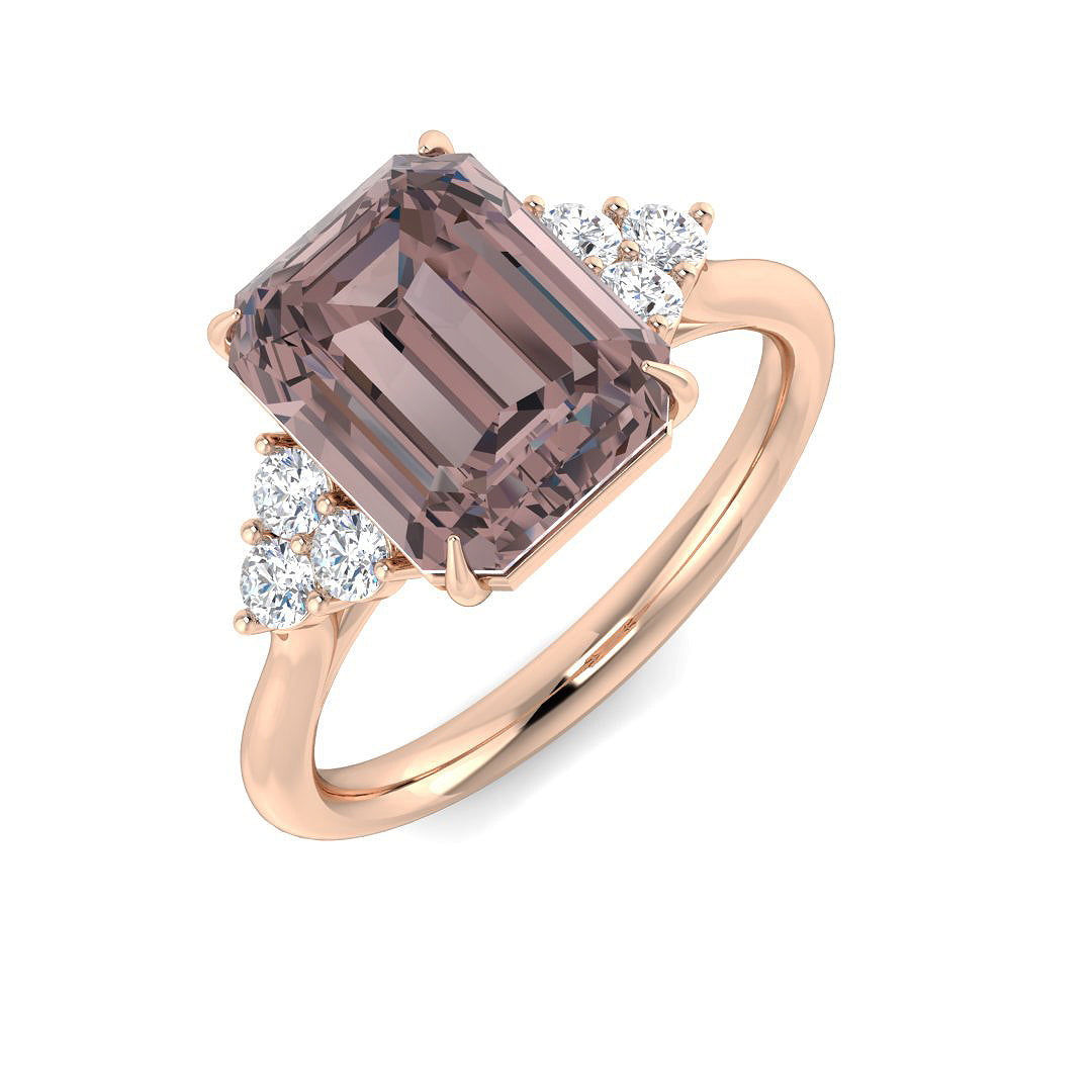 Emerald Cut Pink Amethyst Ring