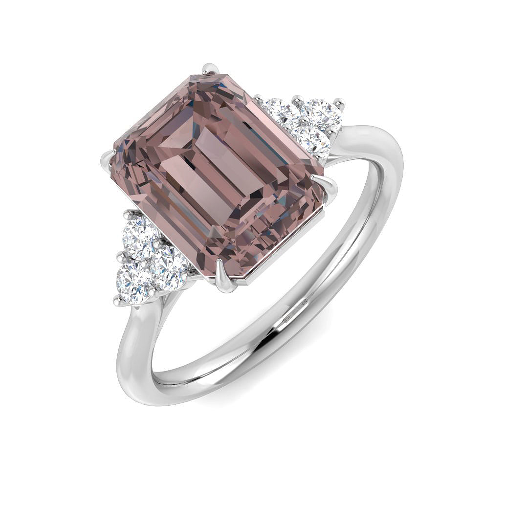 Emerald Cut Pink Amethyst Ring
