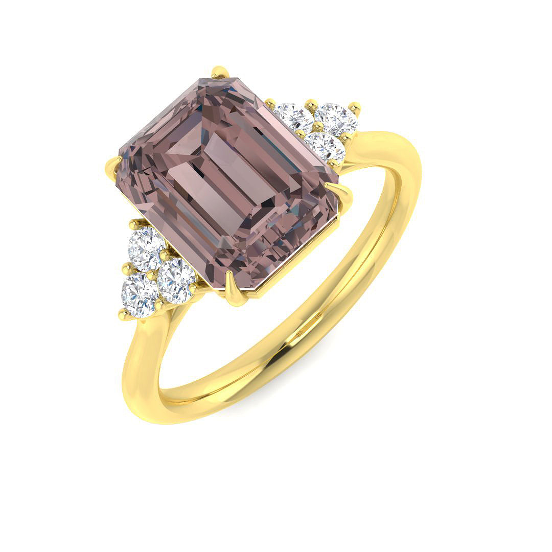 Emerald Cut Pink Amethyst Ring