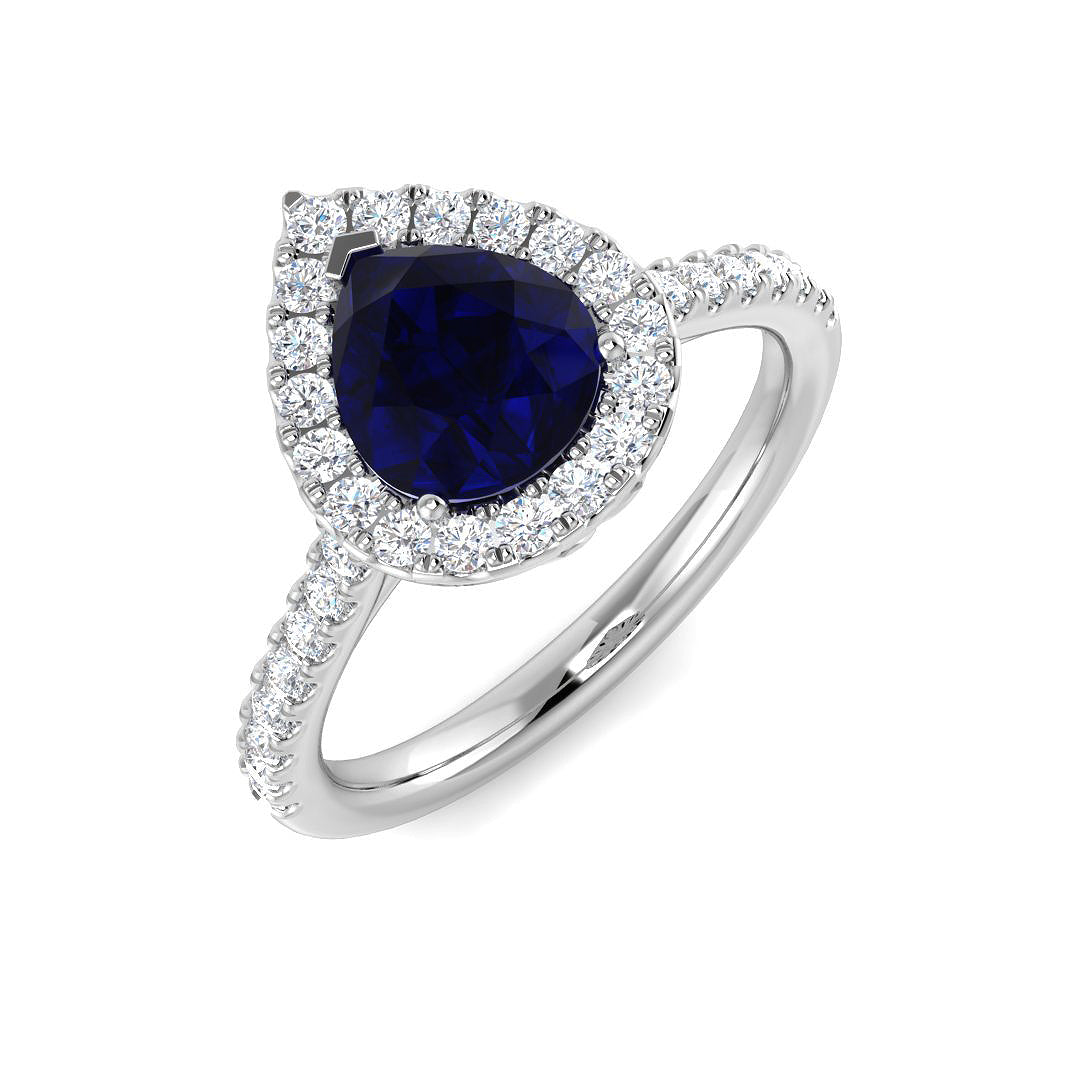 Pear Blue Sapphire Ring
