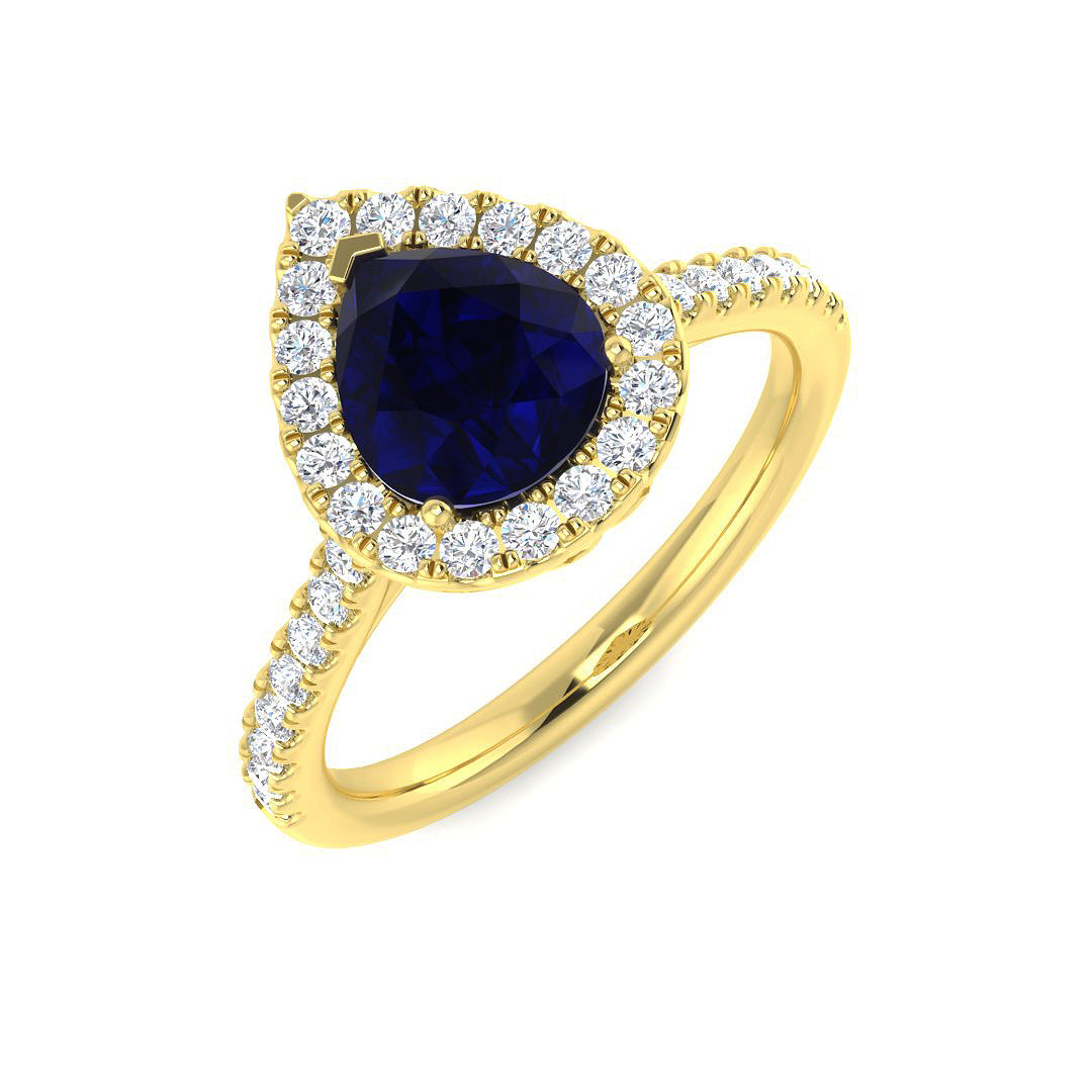 Pear Blue Sapphire Ring
