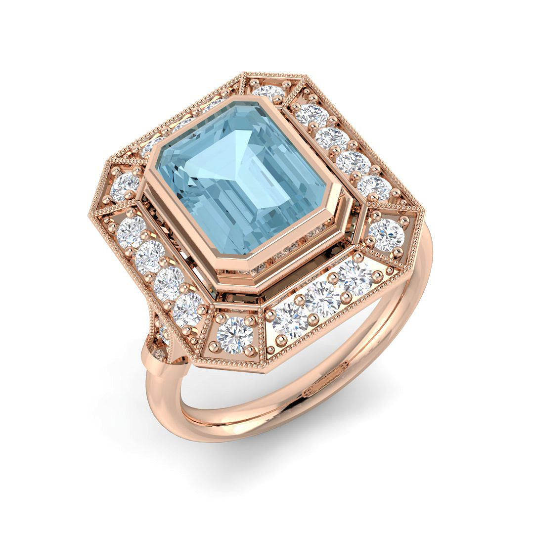 Emerald Cut Aquamarine Ring