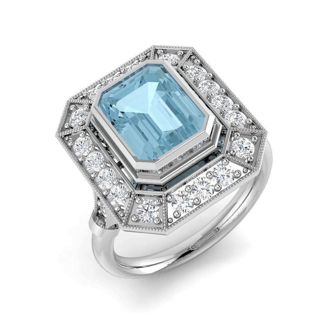 Emerald Cut Aquamarine Ring