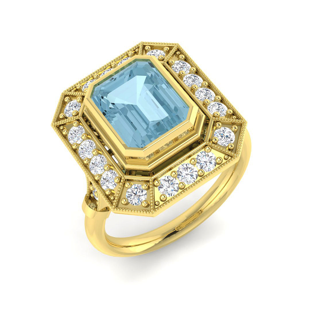 Emerald Cut Aquamarine Ring