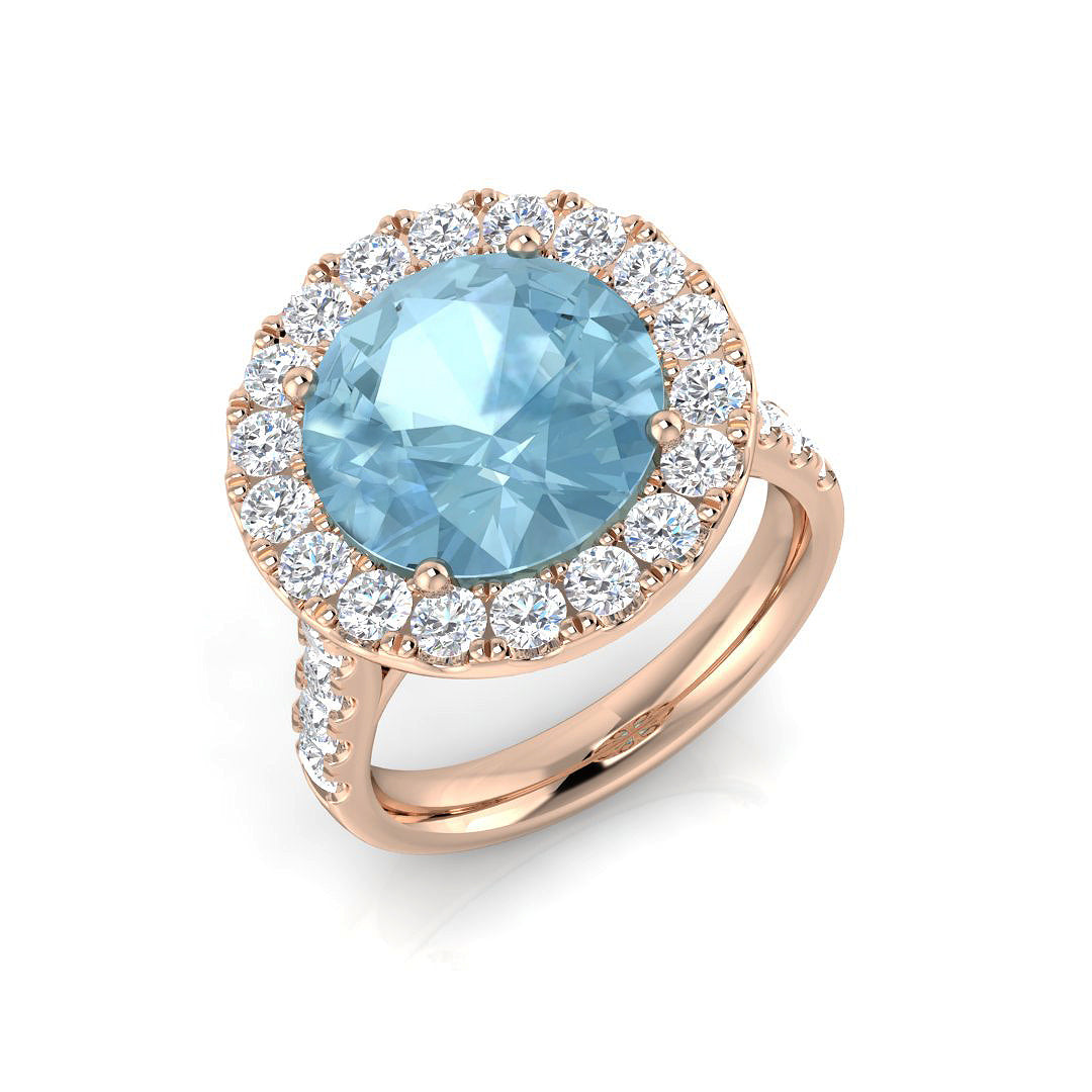 Round Aquamarine Ring