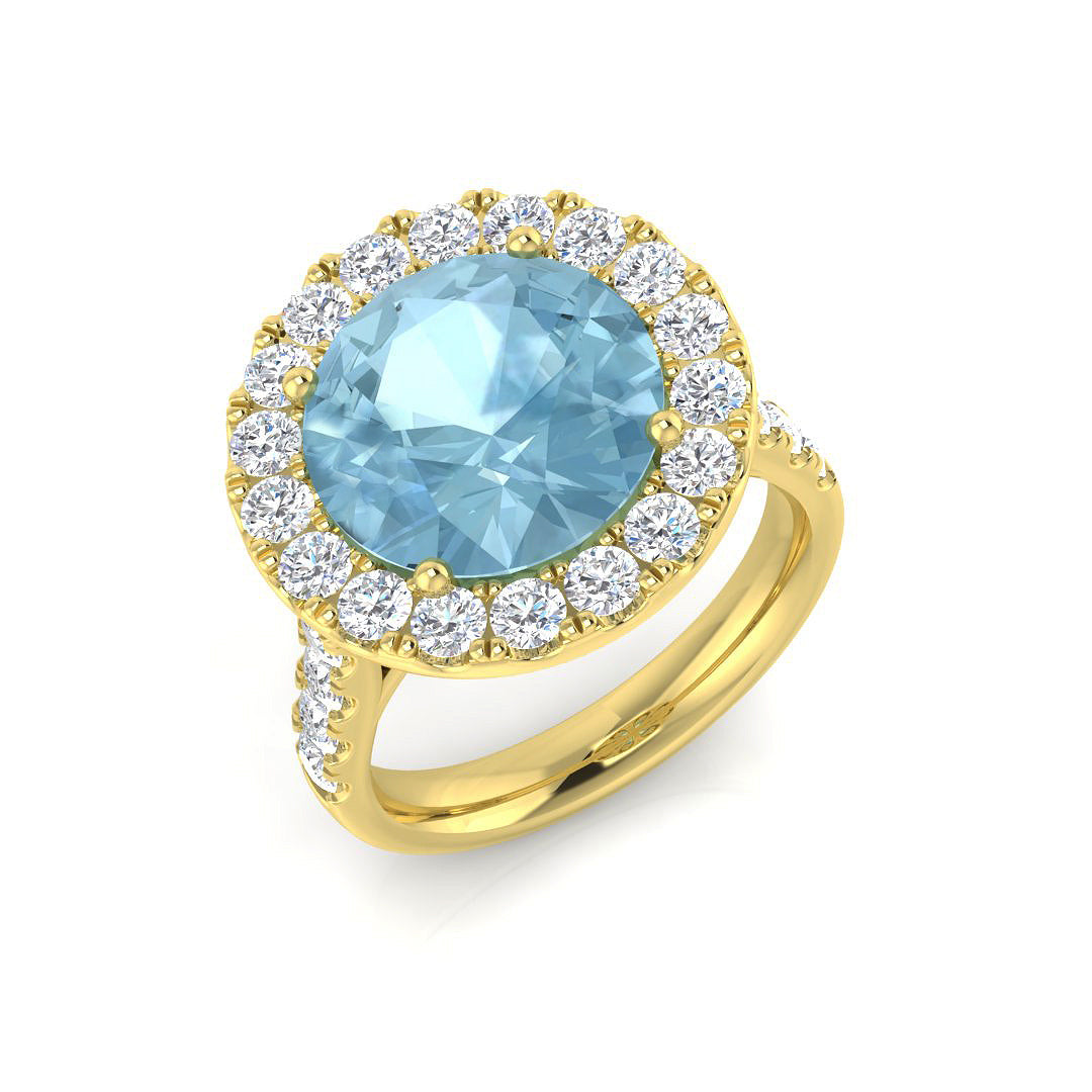 Round Aquamarine Ring
