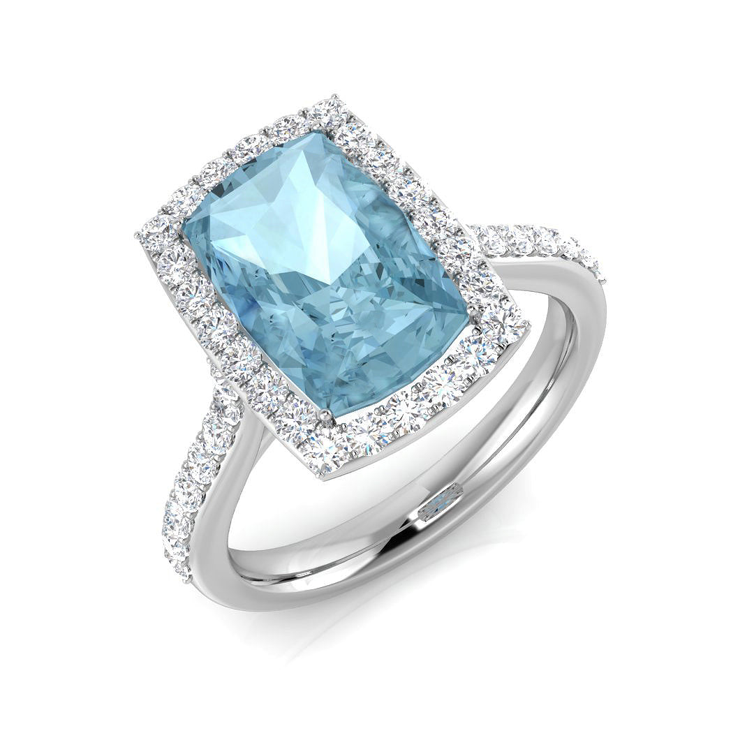 Cushion Aquamarine Ring
