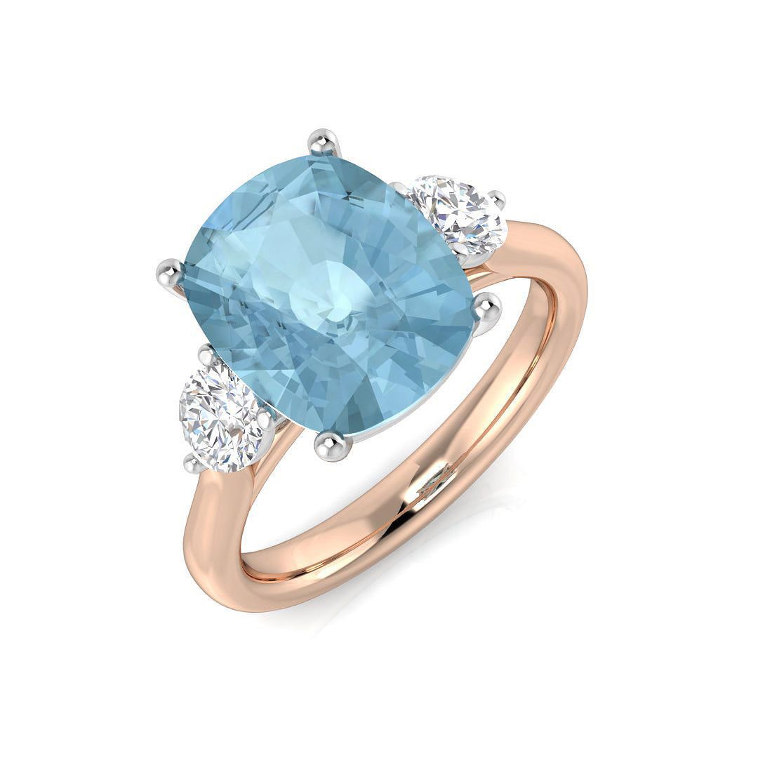Cushion Aquamarine Ring