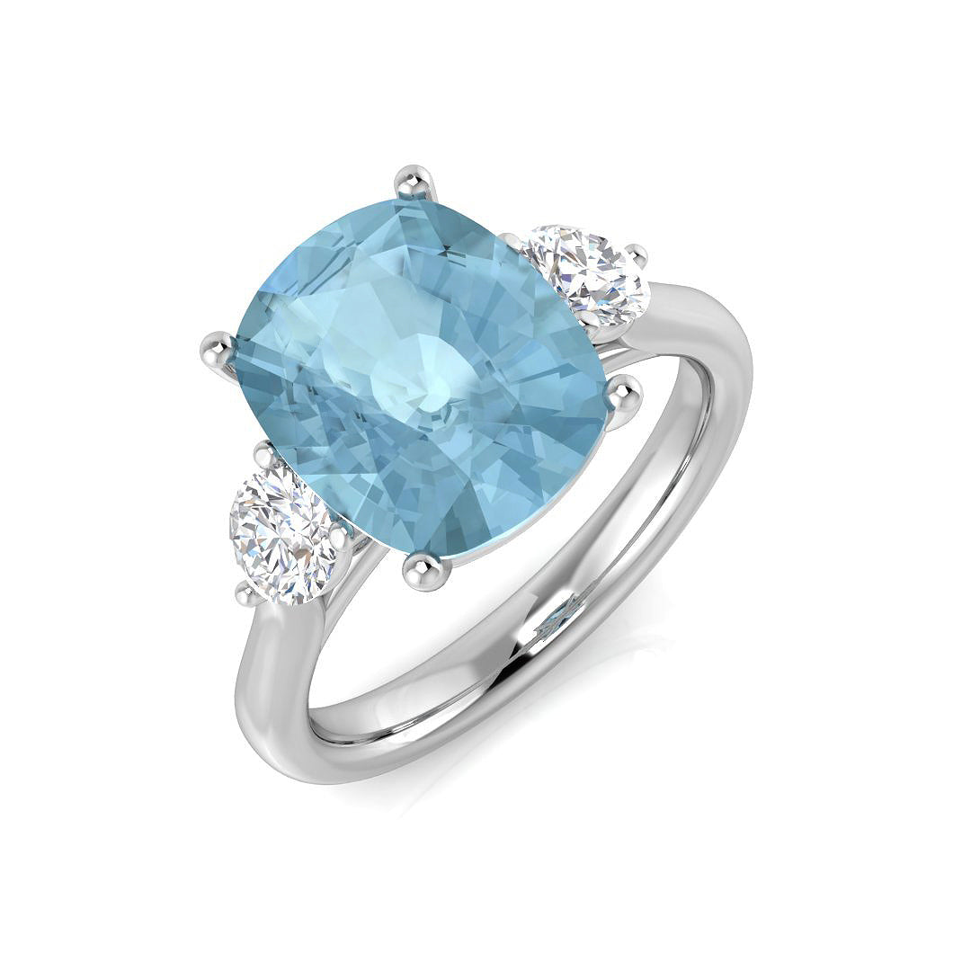 Cushion Aquamarine Ring