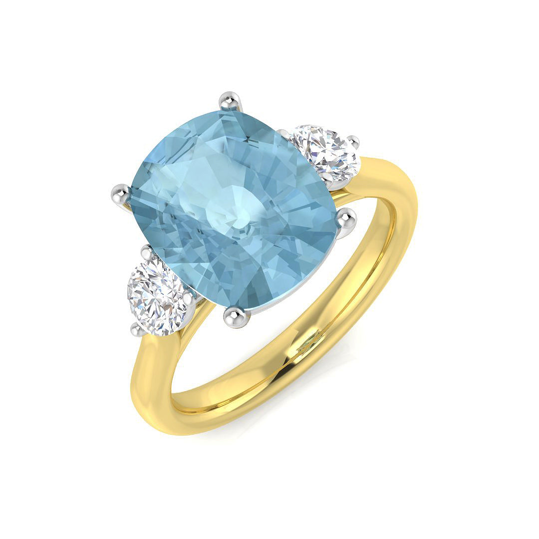 Cushion Aquamarine Ring