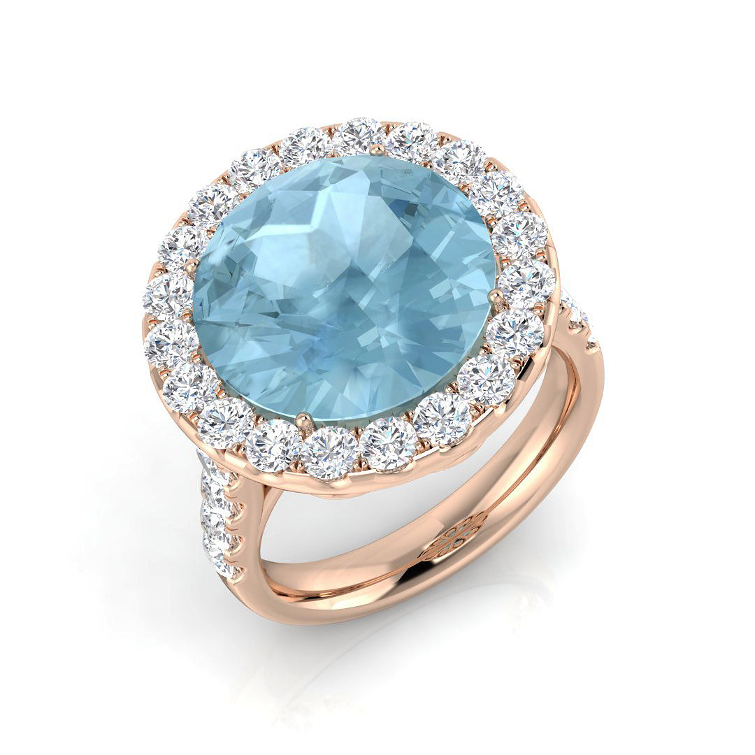 Round Aquamarine Ring