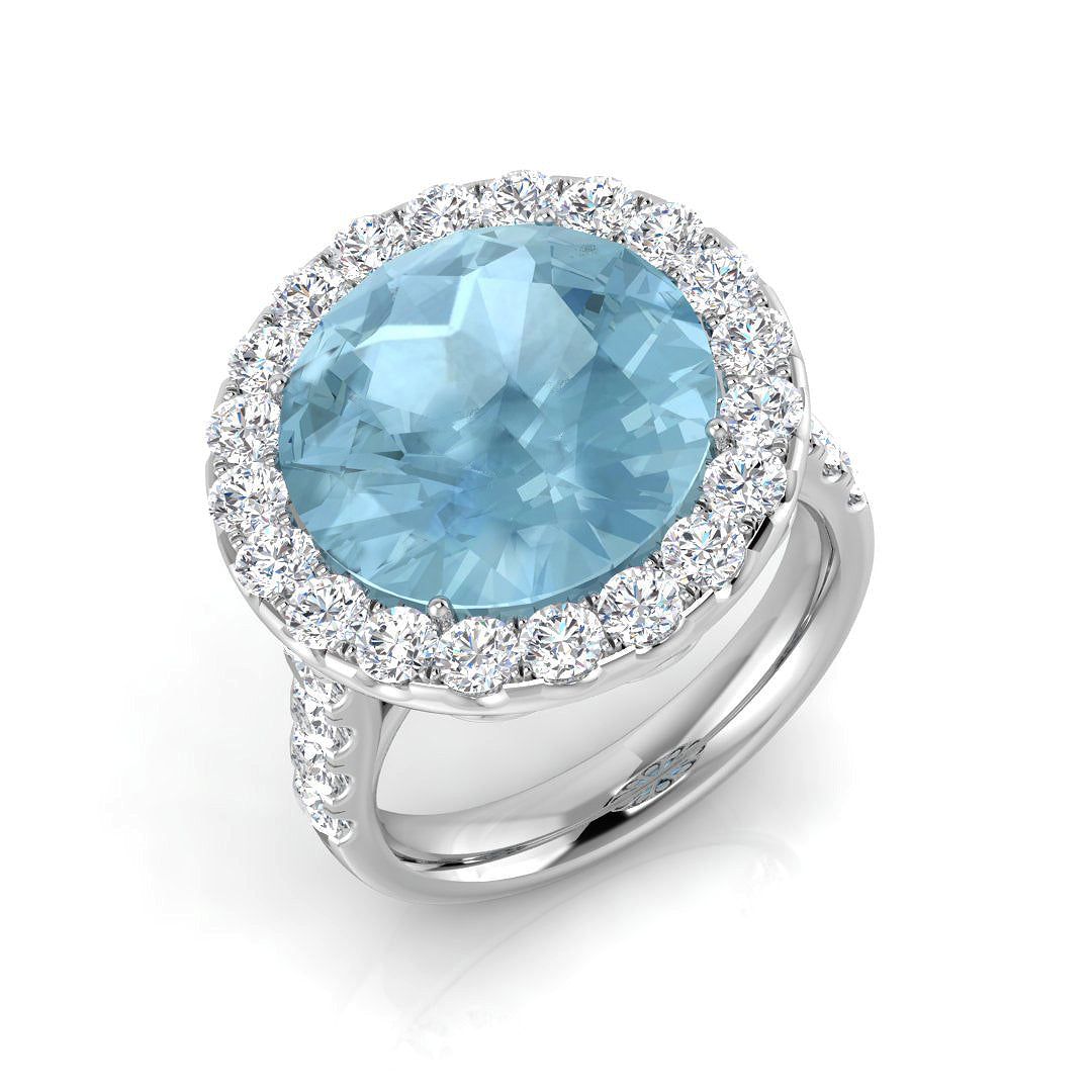 Round Aquamarine Ring