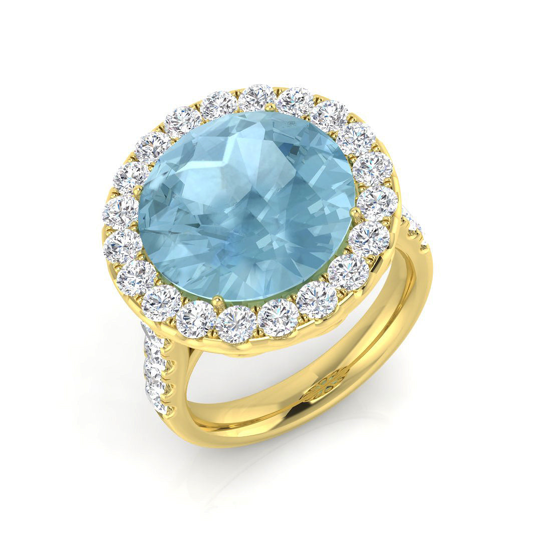 Round Aquamarine Ring