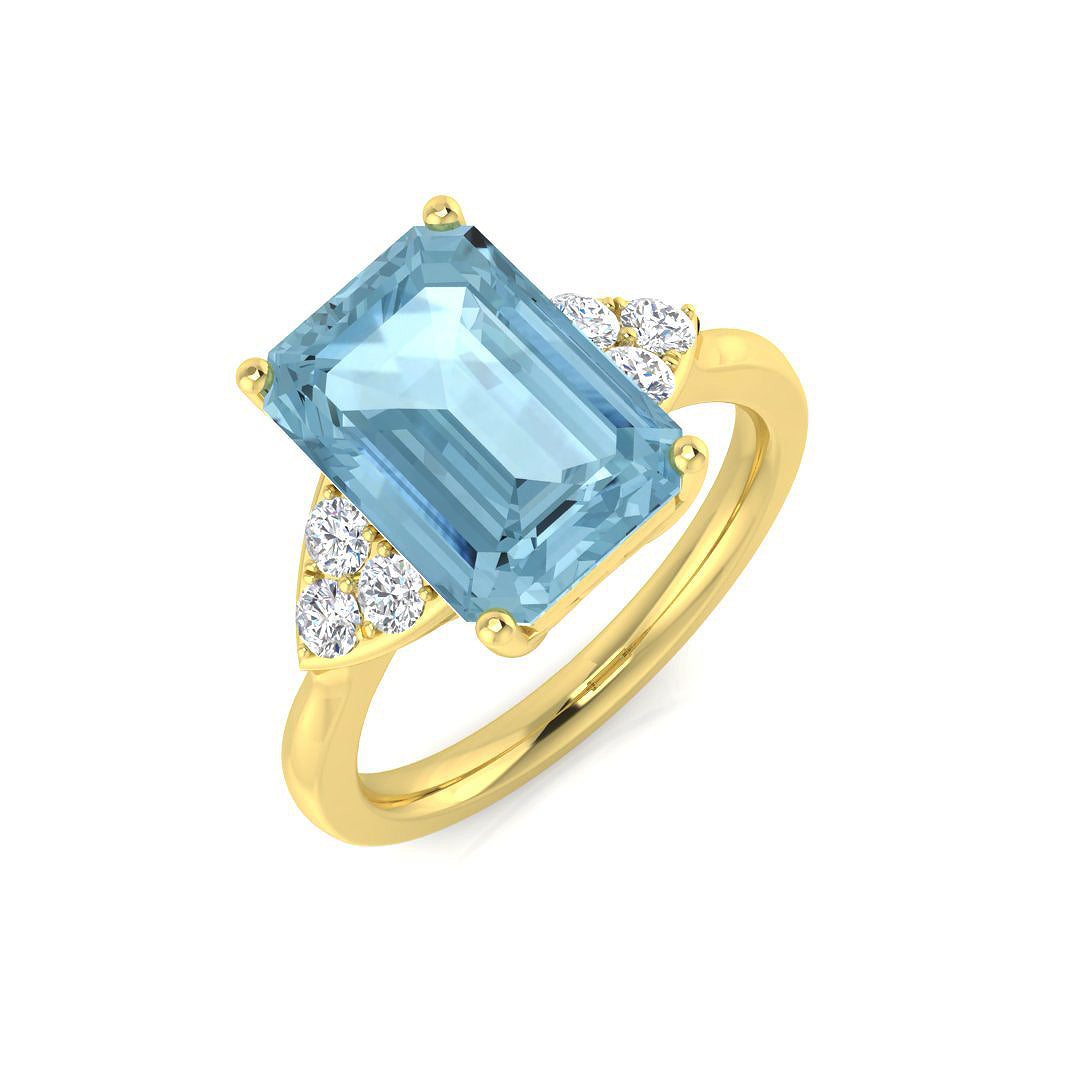 Emerald Cut Aquamarine Ring