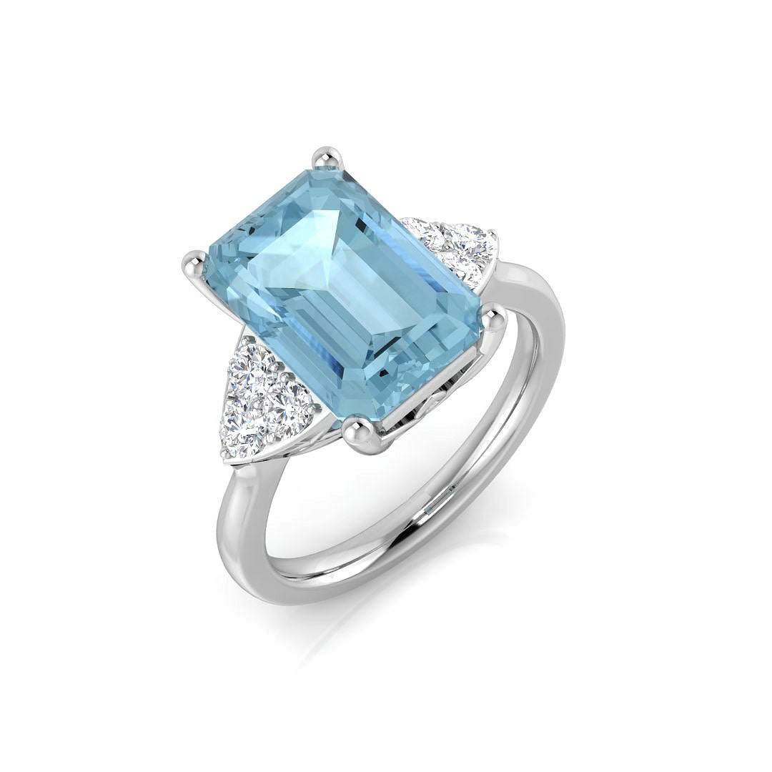 Emerald Cut Aquamarine Ring