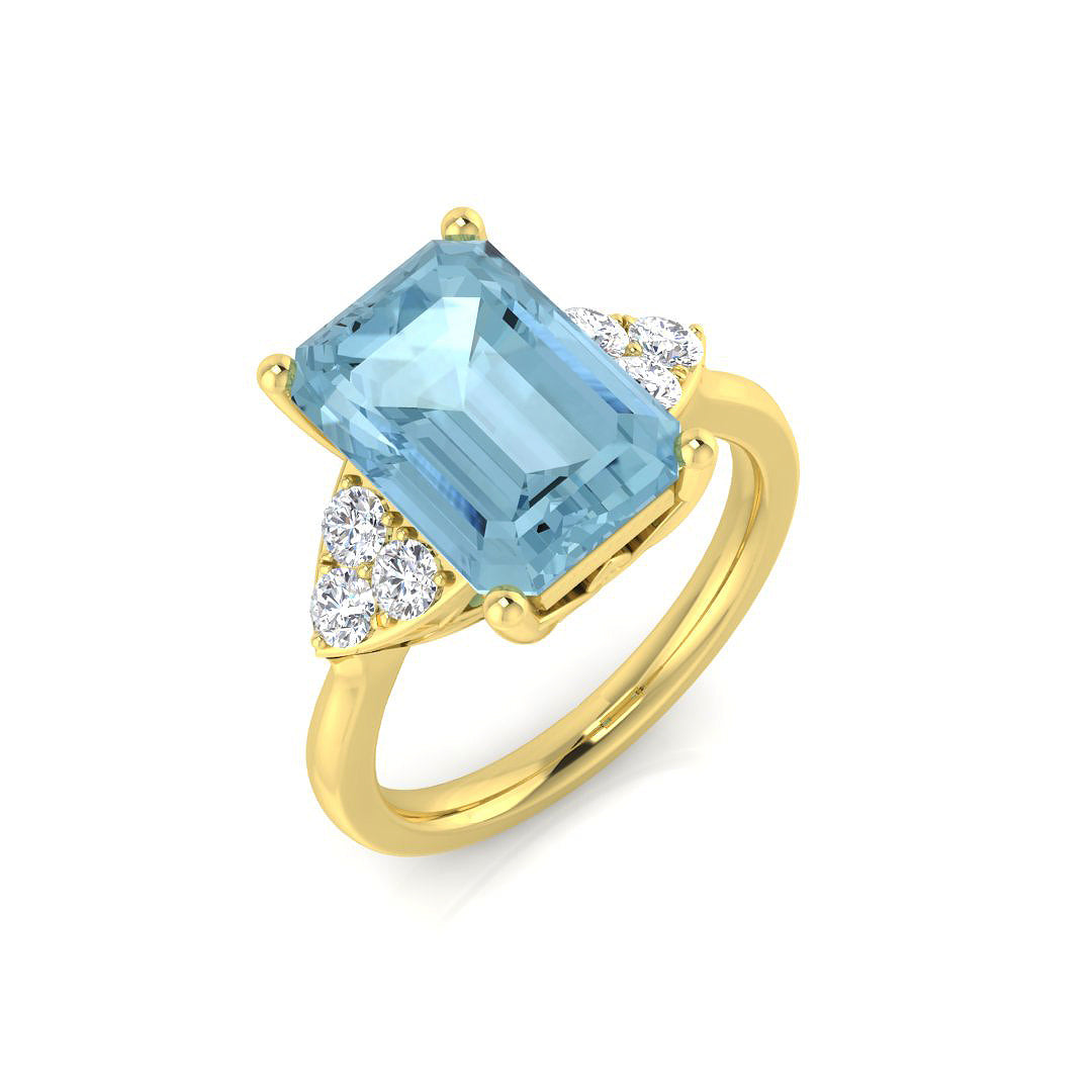 Emerald Cut Aquamarine Ring