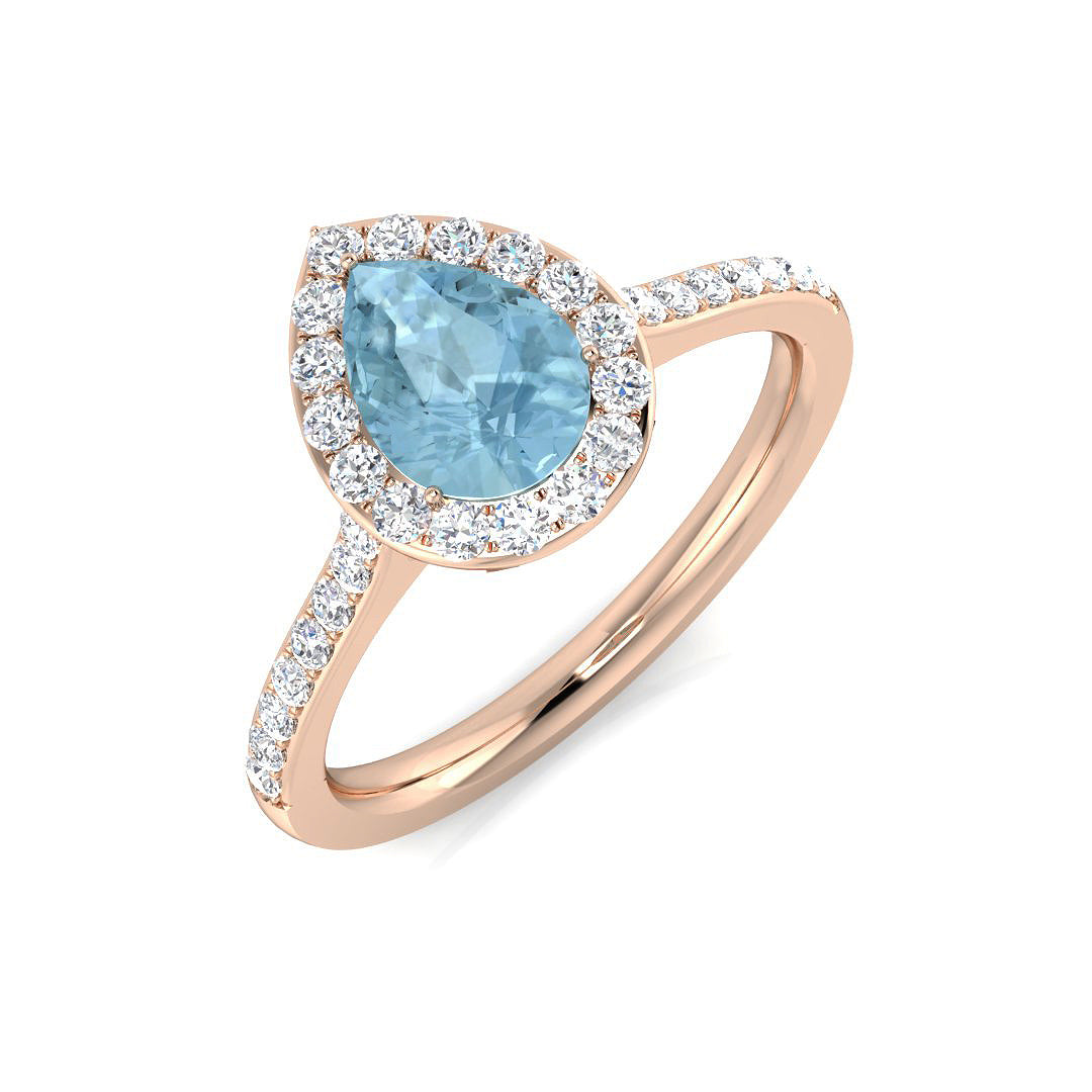 Pear Aquamarine Ring